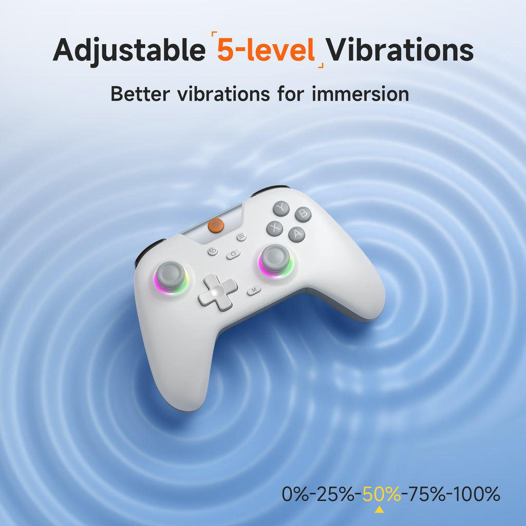 EasySMX X05 Wireless Gaming Controller for PC/Android/Steam Deck – Tri-Mode with Hall Effect Joysticks and Trigger, Turbo, Rumble Vibration and RGB Lighting