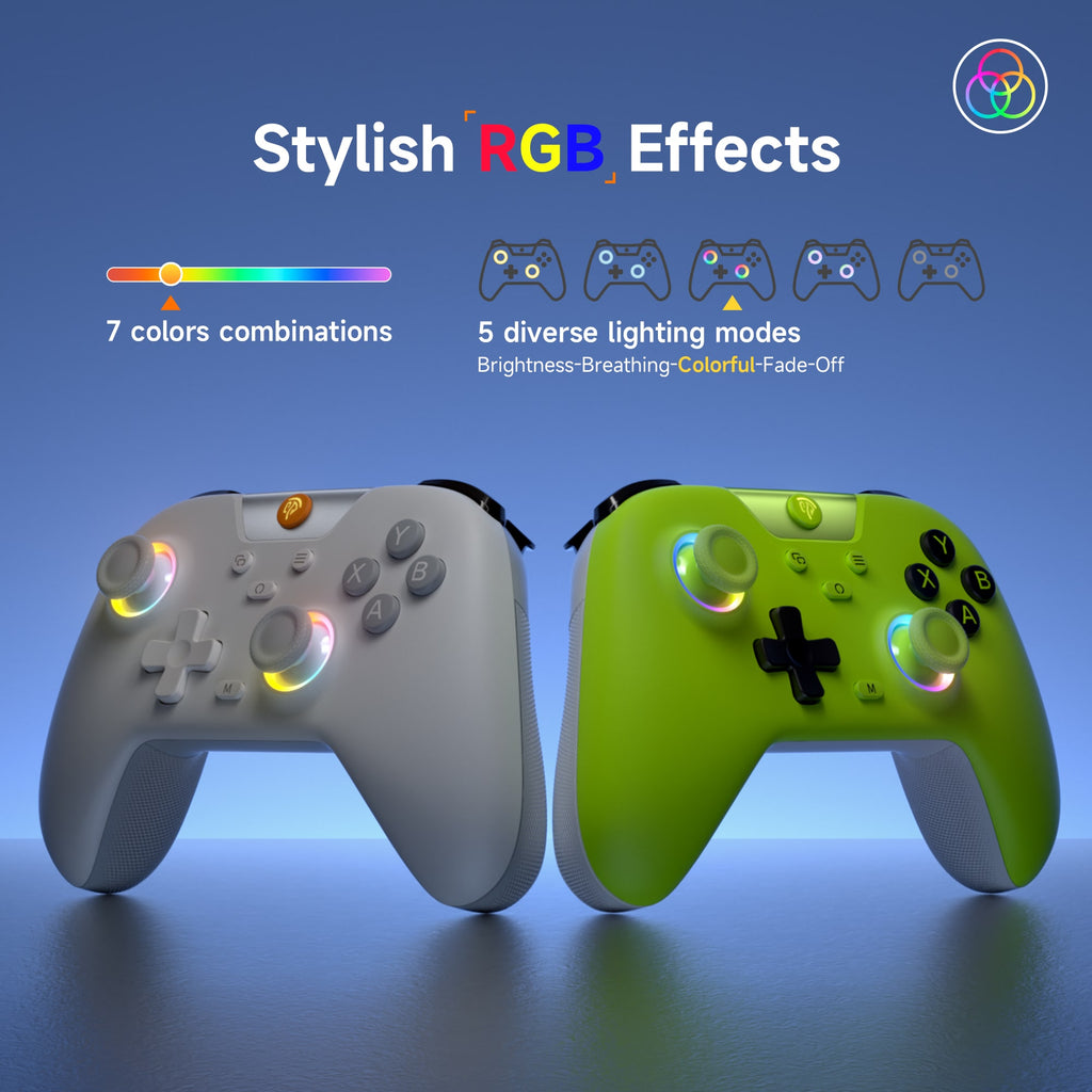EasySMX X05 Wireless Gaming Controller for PC/Android/Steam Deck – Tri-Mode with Hall Effect Joysticks and Trigger, Turbo, Rumble Vibration and RGB Lighting