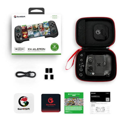 GameSir X4 Aileron Hall Effect Mobile Gaming Controller for Android packing list