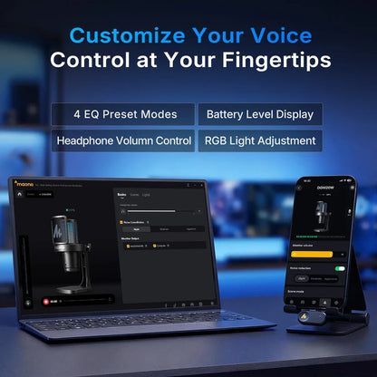 MAONO DGM20W wireless condenser microphone with 24-bit 48kHz audio quality