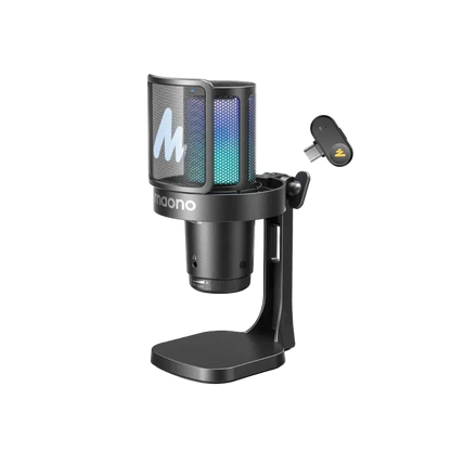 MAONO DGM20W wireless gaming microphone with 2.4GHz wireless connectivity and customizable RGB lighting