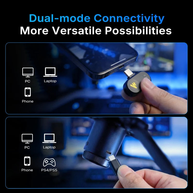 MAONO DGM20W wireless microphone with USB connectivity and 3.5mm headphone monitoring