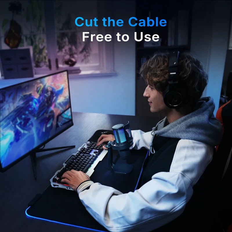 MAONO DGM20W wireless streaming microphone with zero-latency headphone monitoring for PC gaming