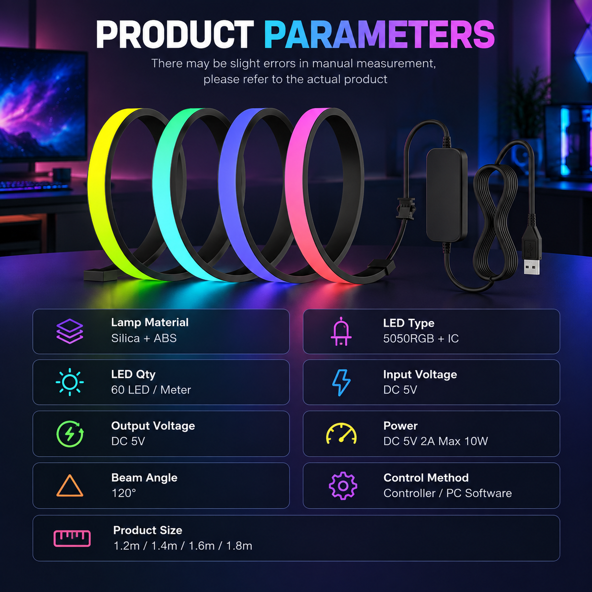 DX LIGHT RGBIC Ambient Backlight for Gaming Desk Setup