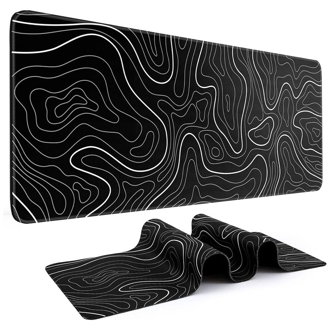 Topographic Extended Gaming Mouse Pad Black