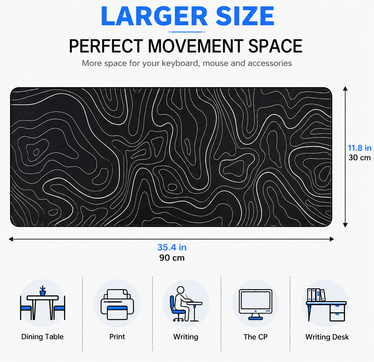 Topographic xxl mousepad black
