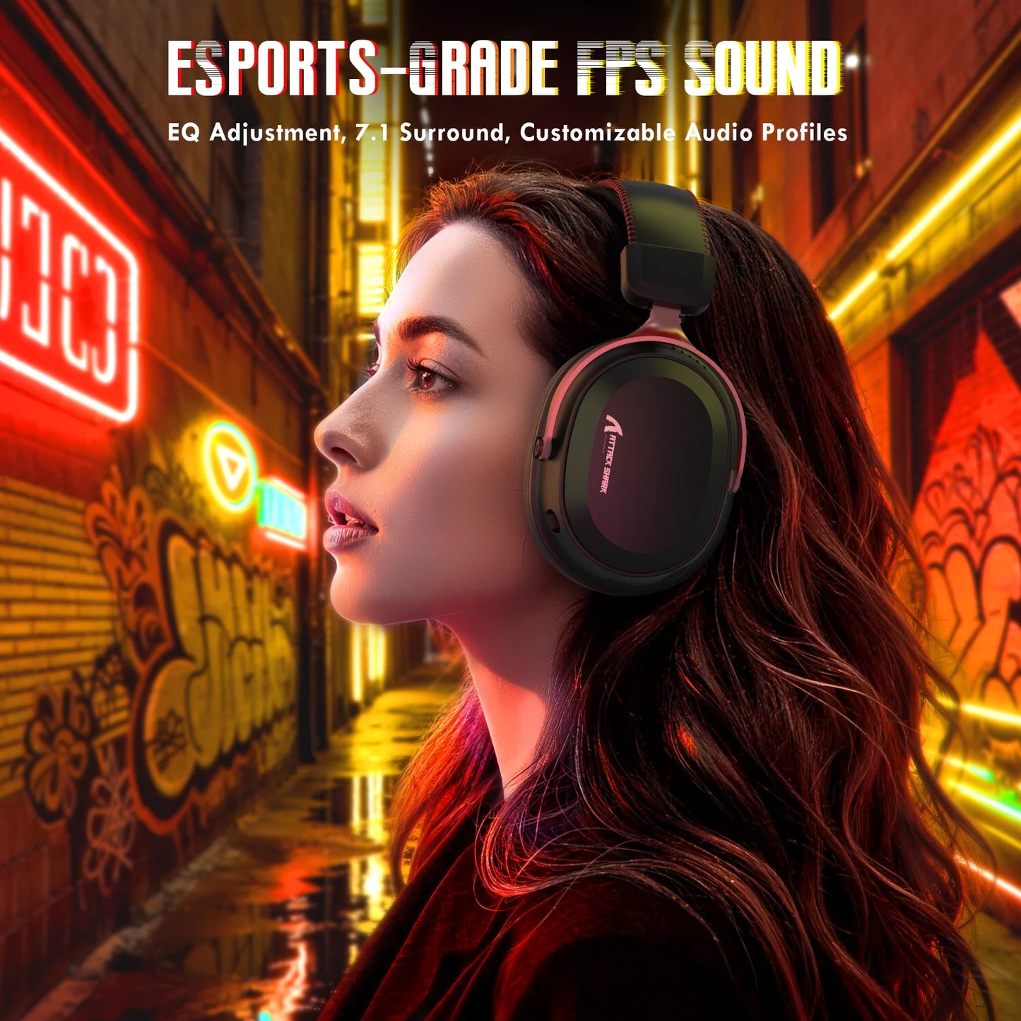 attack shark l30pro Wireless gaming headset with 7.1 surround sound and 50mm drivers