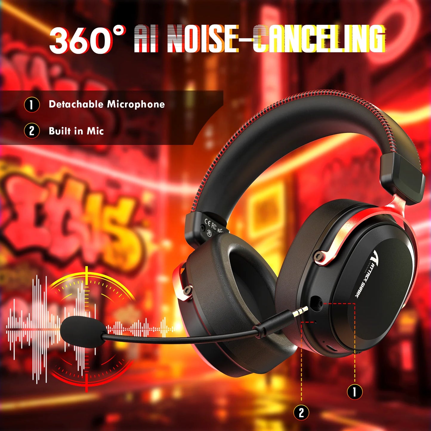 Attack Shark L30Pro gaming headphones with detachable microphone