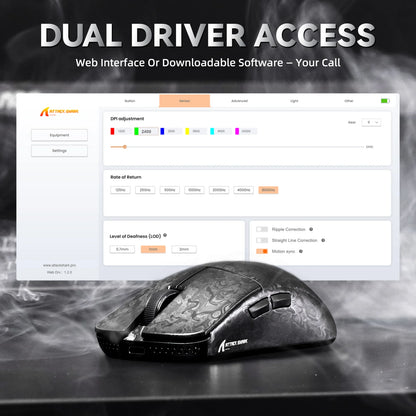 Attack Shark R11 Ultra 8K Wireless Gaming Mouse – PAW3950MAX Sensor, Carbon Fiber 49G Ultra Lightweight, 42000 DPI, Nano Metallic Ice Coating - Forged Black