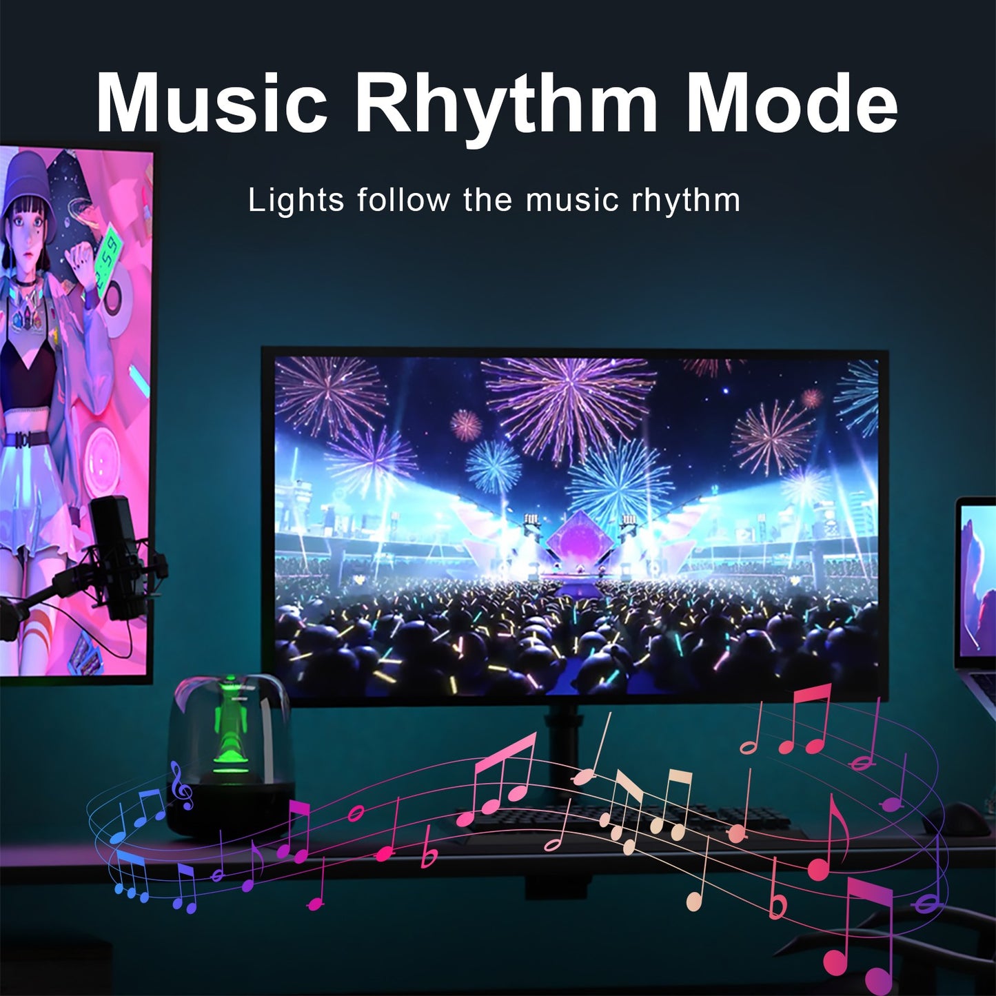 Smart Monitor Sync Backlight RGBIC Addressable USB LED Display Sync Light – Screen Sync, Music & Mic Mode, PC Software Controlled