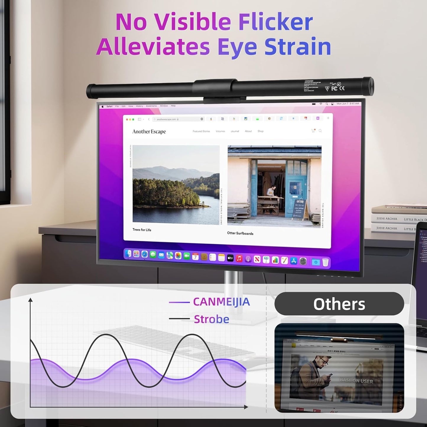 aluminium monitor light bar with adjustable brightness and color temperature