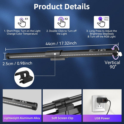 screen light bar with anti-glare eye care lighting and magnetic mount