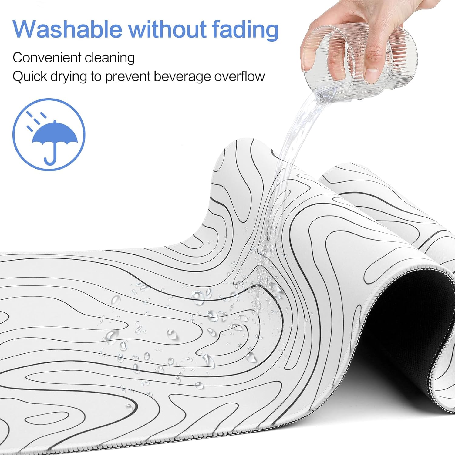 topographic white mousepad washable