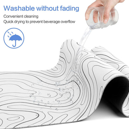 topographic white mousepad washable