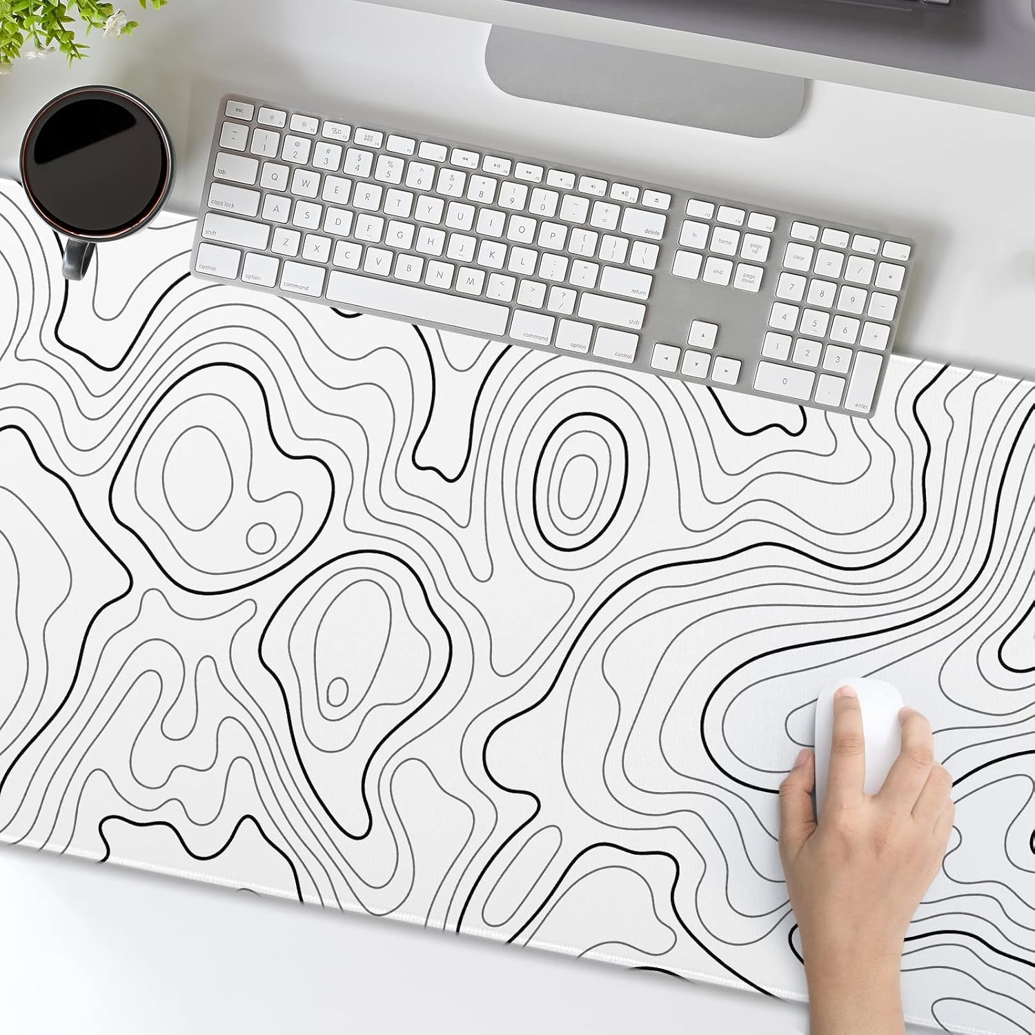 ultra smooth surface topographic white mousepad extended xxl